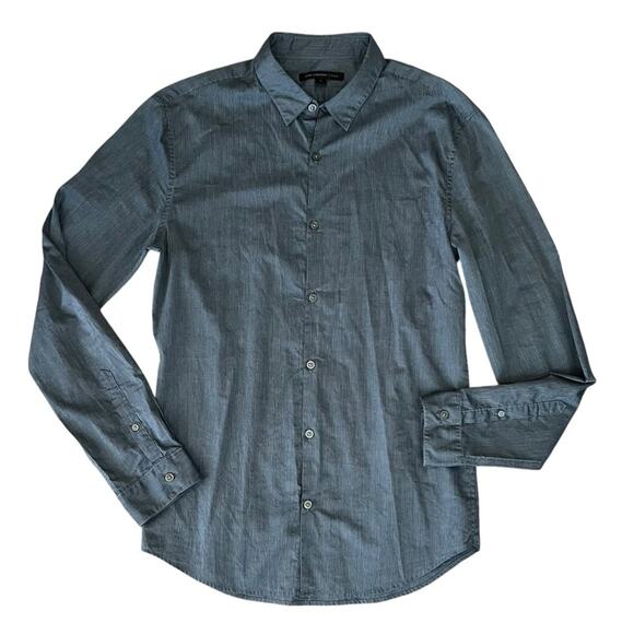 John Varvatos Men’s Slate Blue Gray Slim Fit Striped Button Down Collared Shirt - Picture 1 of 7